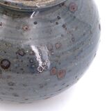 Blue ball vase in pyrite stoneware by Guy Baudat, 70s