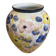 Vintage White Ceramic Round Vase with Polychrome Flower Decoration #D