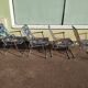 Lot de 4 chaise de camping pliante vintage bleu fleur