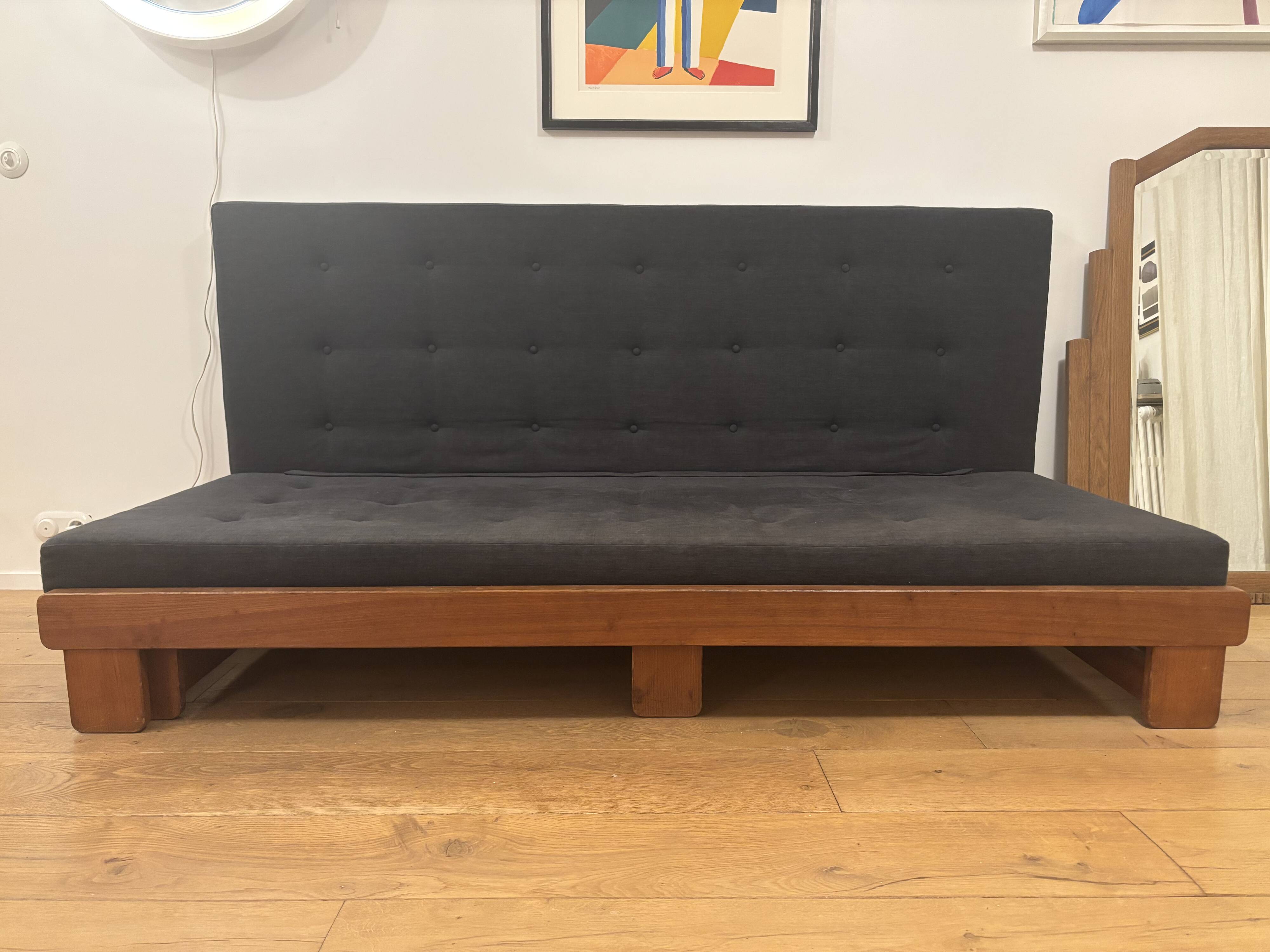 Vintage oak convertible bench by Alain Gaubert