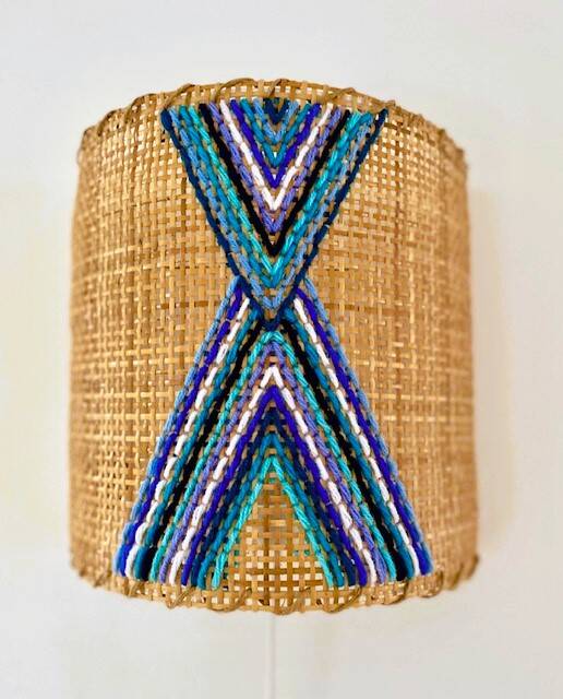 Embroidered rattan applique