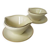 Ensemble de 2 bols à soupe / saucières à bords dorés de Bavière Allemagne avec plaque inférieure attachée