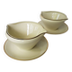 Set de 2 bols à soupe / saucières à bords dorés de Bavière, Allemagne, avec plaque inférieure attachée.