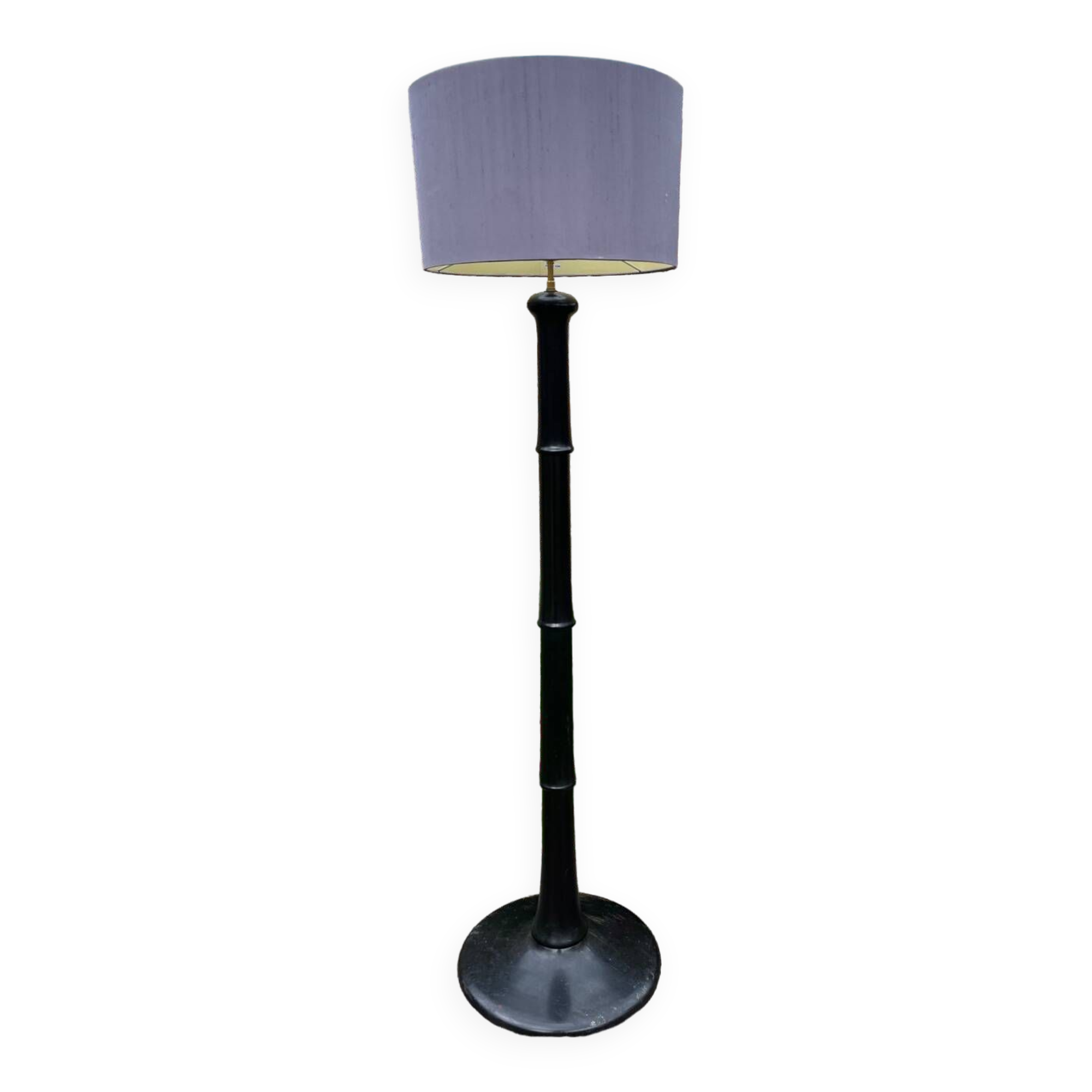 Vintage 1940s blackened wooden floor lamp