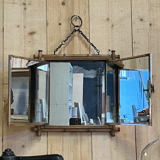 Miroir triptyque en bambou et laiton 1876