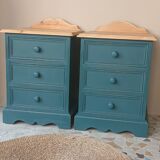 Pair of bedside tables revisited in blue
