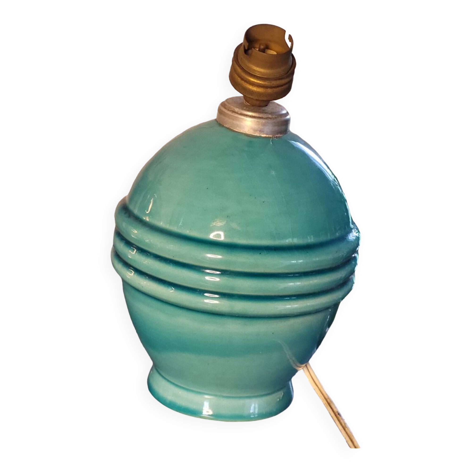 Pied de lampe boule turquoise