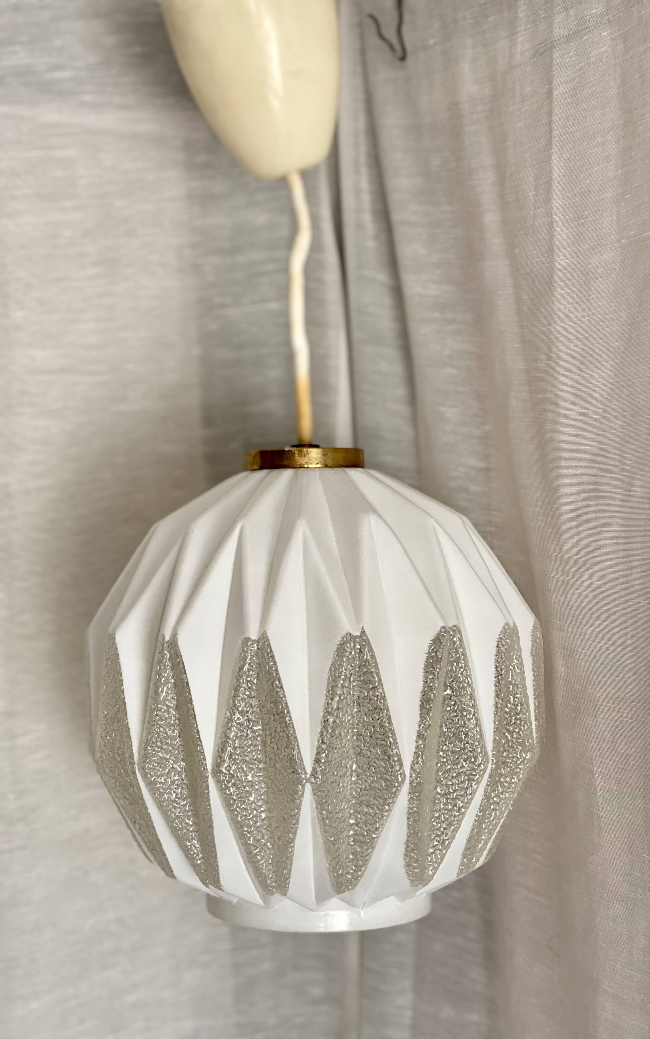 Vintage 1950s Bauhaus style modernist globe pendant light