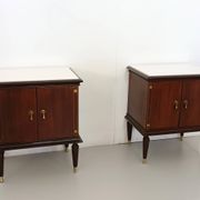 Pair of Black Walnut Nightstands with Marble Top ascr. to Paolo Buffa, Ita
