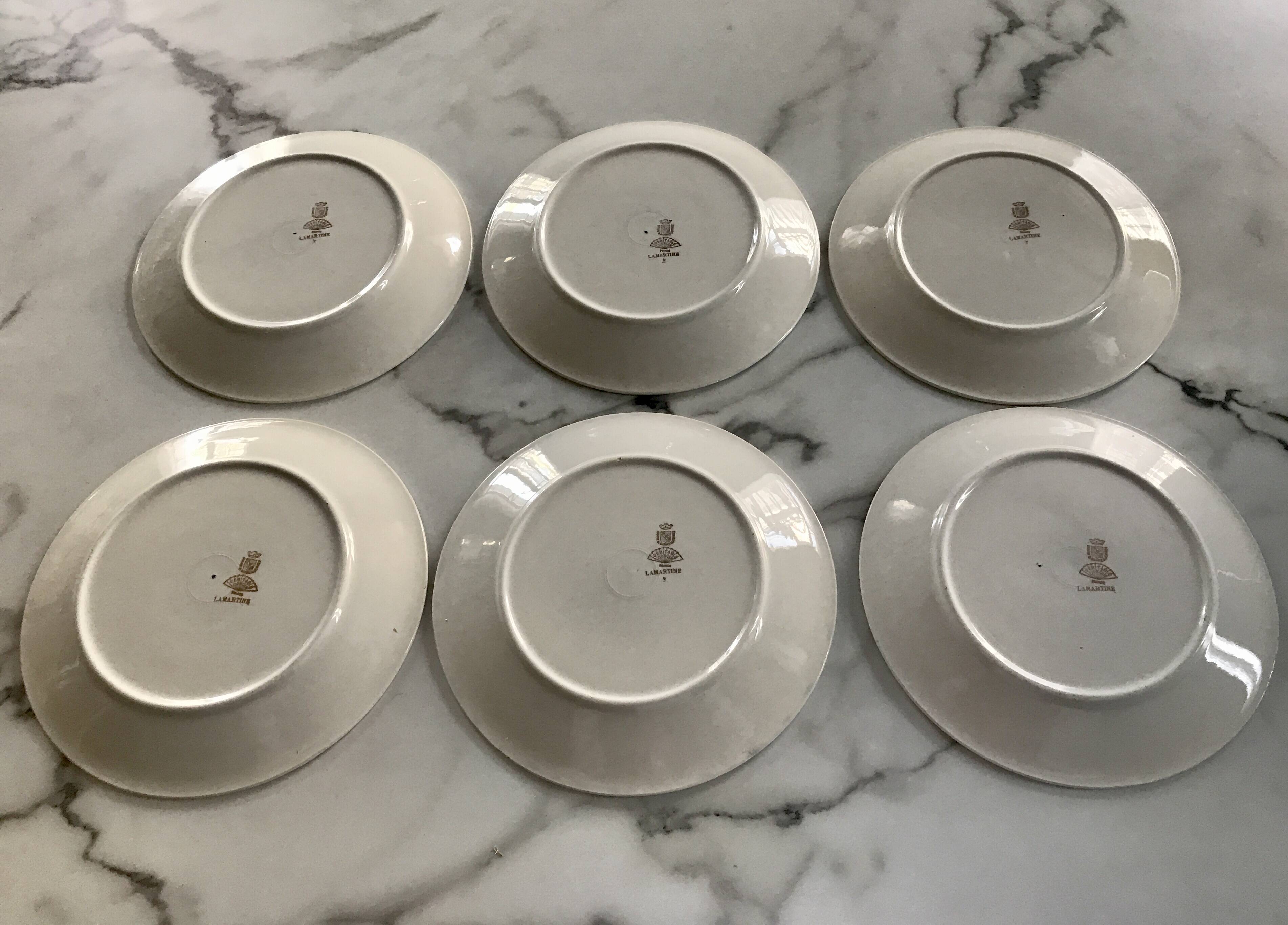 Very pretty vintage Digoin fern flat plates