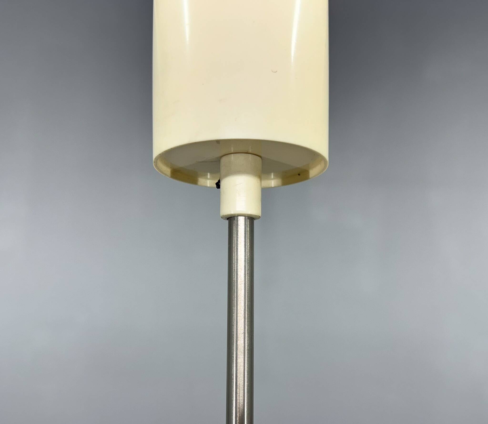 Mid-Century Opaline Glass Pendant Light with Brass Detail & Beads