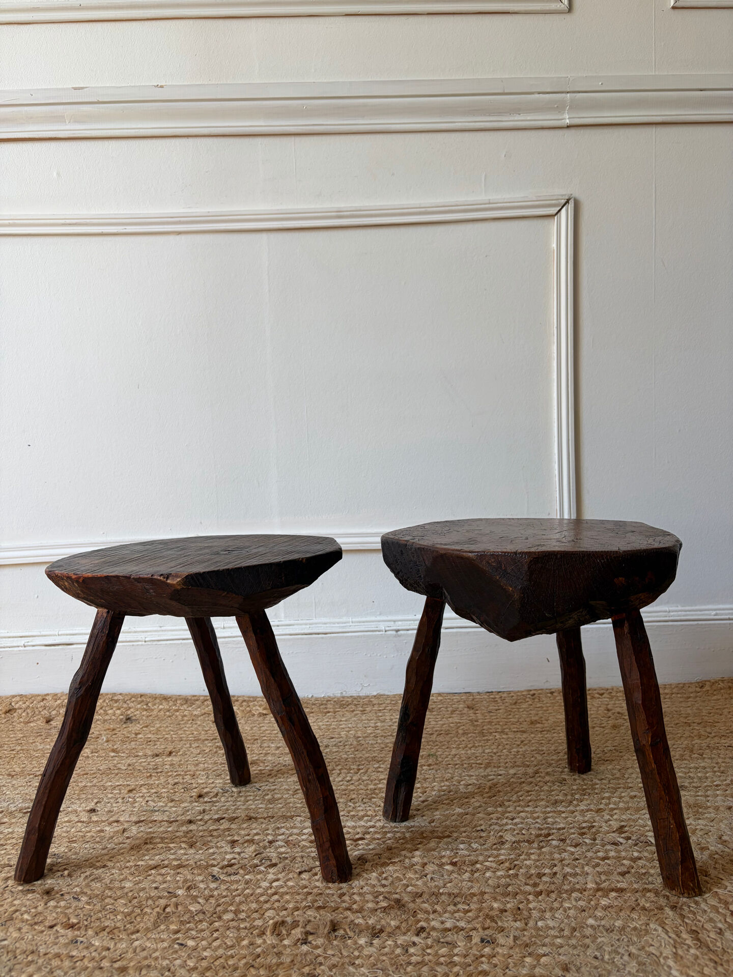 Paire de tabourets brutalistes 1950