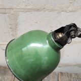 Old industrial workshop lamp two arms green enamel globe