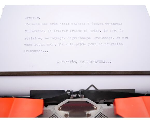 Machine à écrire primavera orange vintage révisée ruban neuf | Selency