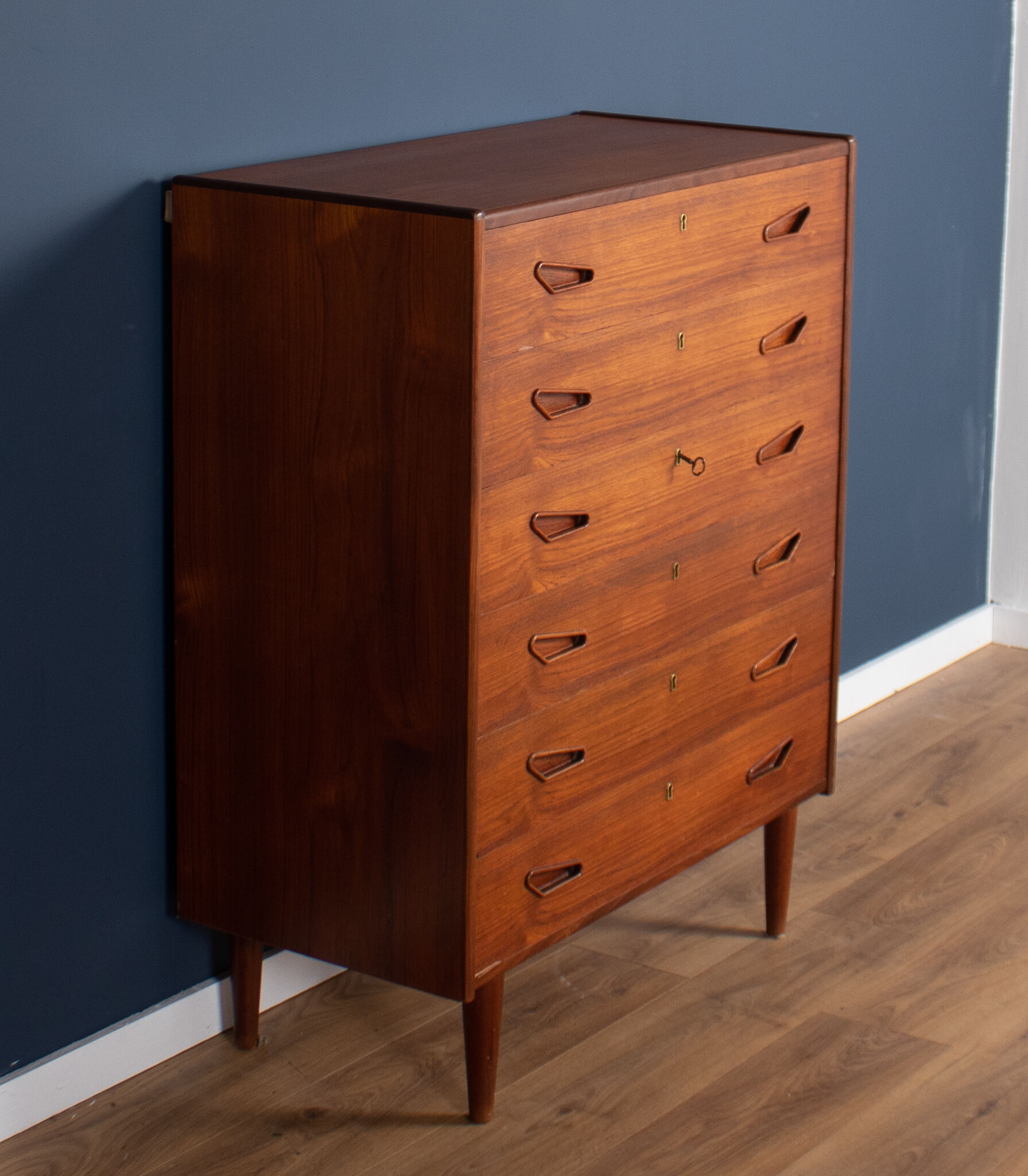 Retro teak 1960s danish mid century chest of drawers made in denmark
