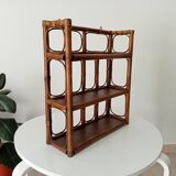 Vintage bamboo and rattan wall shelf