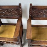 Paire de fauteuils style espagnol bois sculpté 1900