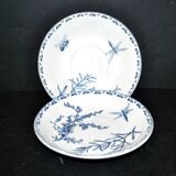 Set of 2 carmen plates, sarreguemines earthenware, saucers for cups d16.5