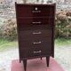Vintage rag chest of drawers in varnished mahogany