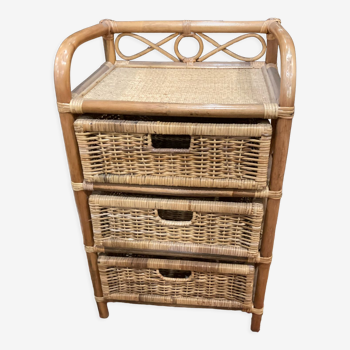 Meuble rangement en rotin vintage Pierre Import