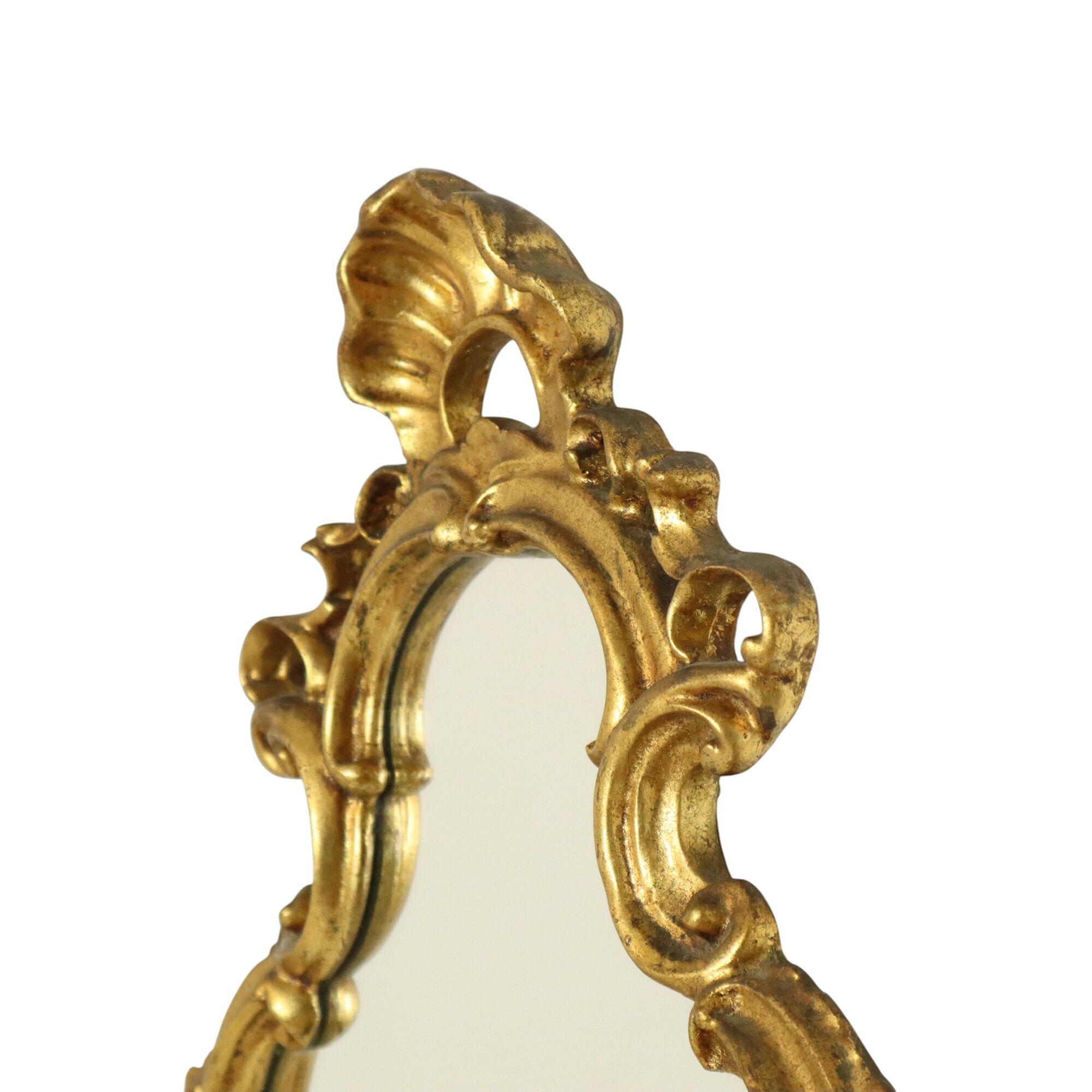 Classic Narrow Crested Mirror Gold Leaf Gilded Baroque Style 72cm