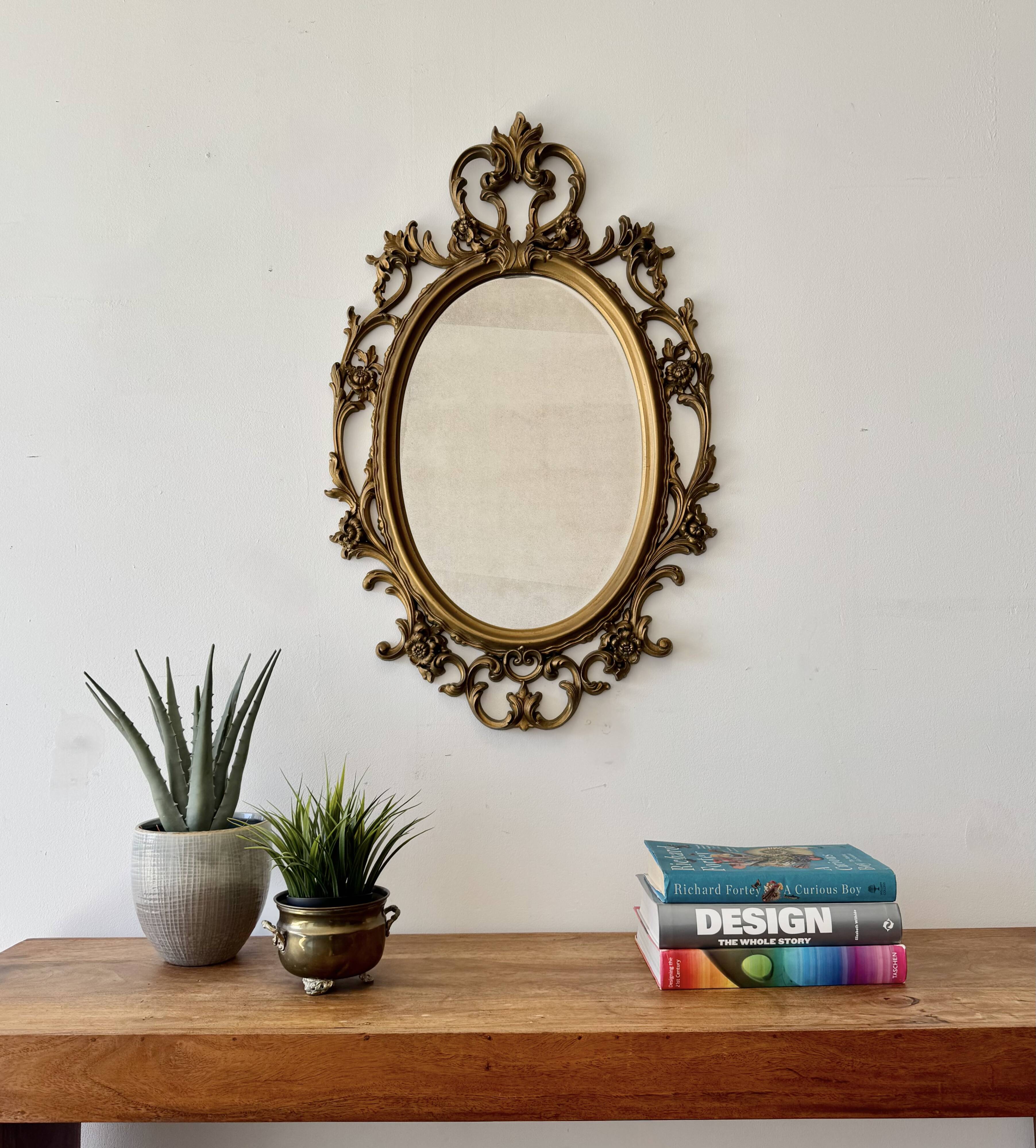 Baroque Style Oval Gold Mirror by Roberta Wood