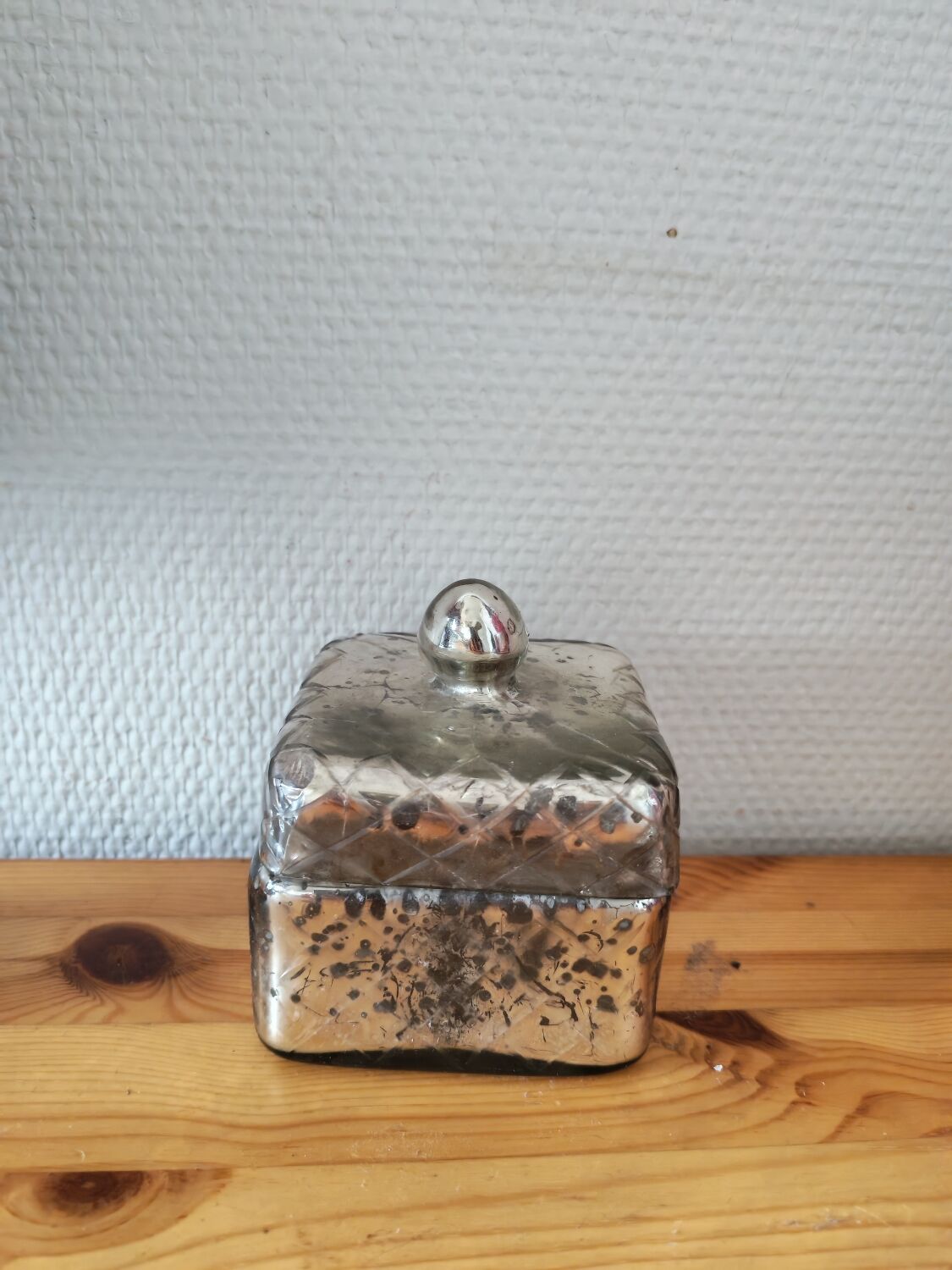 Silver mirror glass candy dish