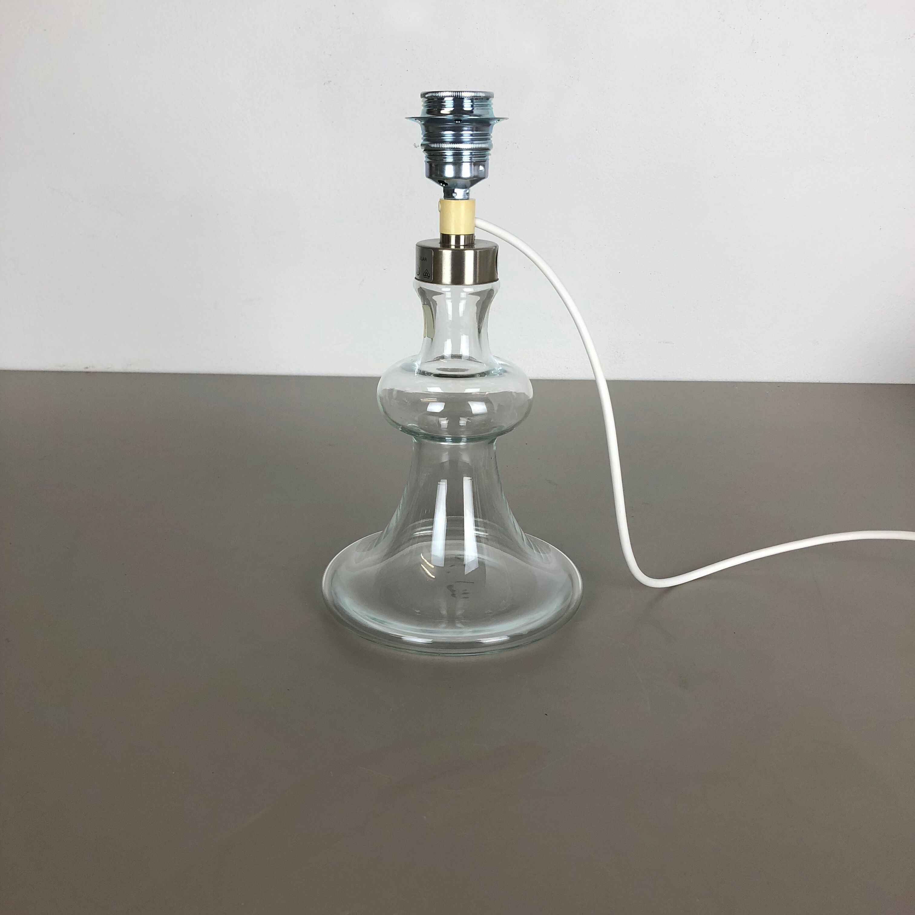 danish modern clear glass Table Light base by HOLMEGAARD, Denmark 1970s