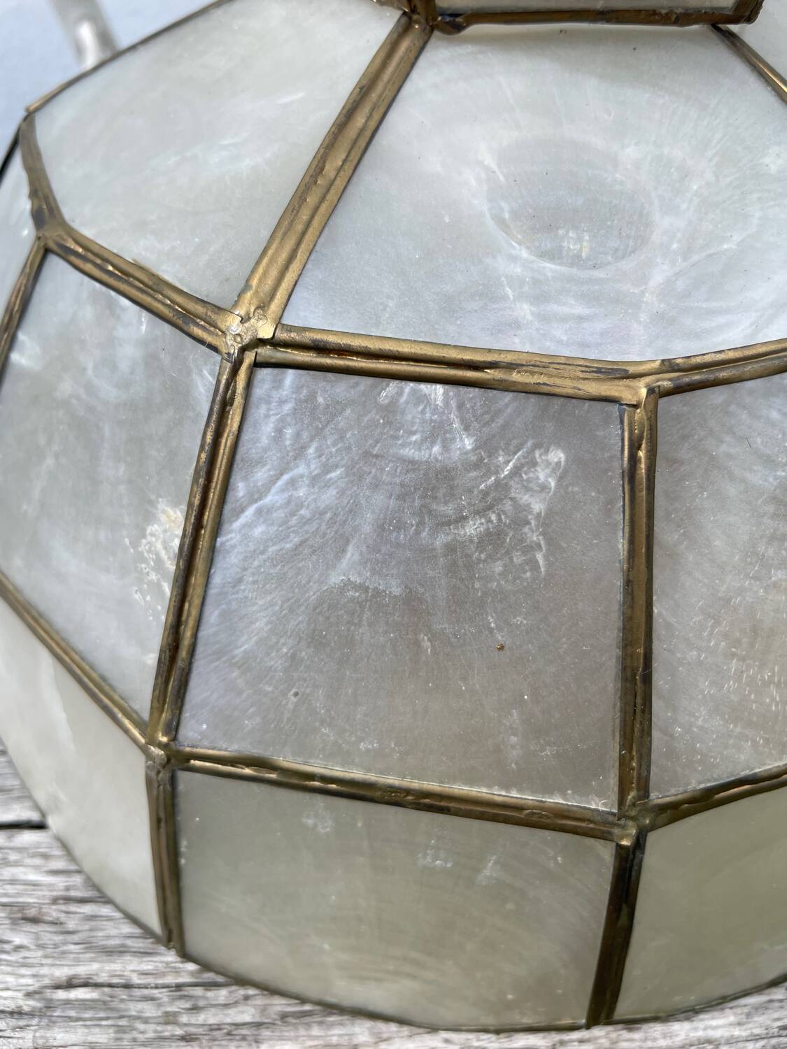 Mother-of-pearl and brass pendant light