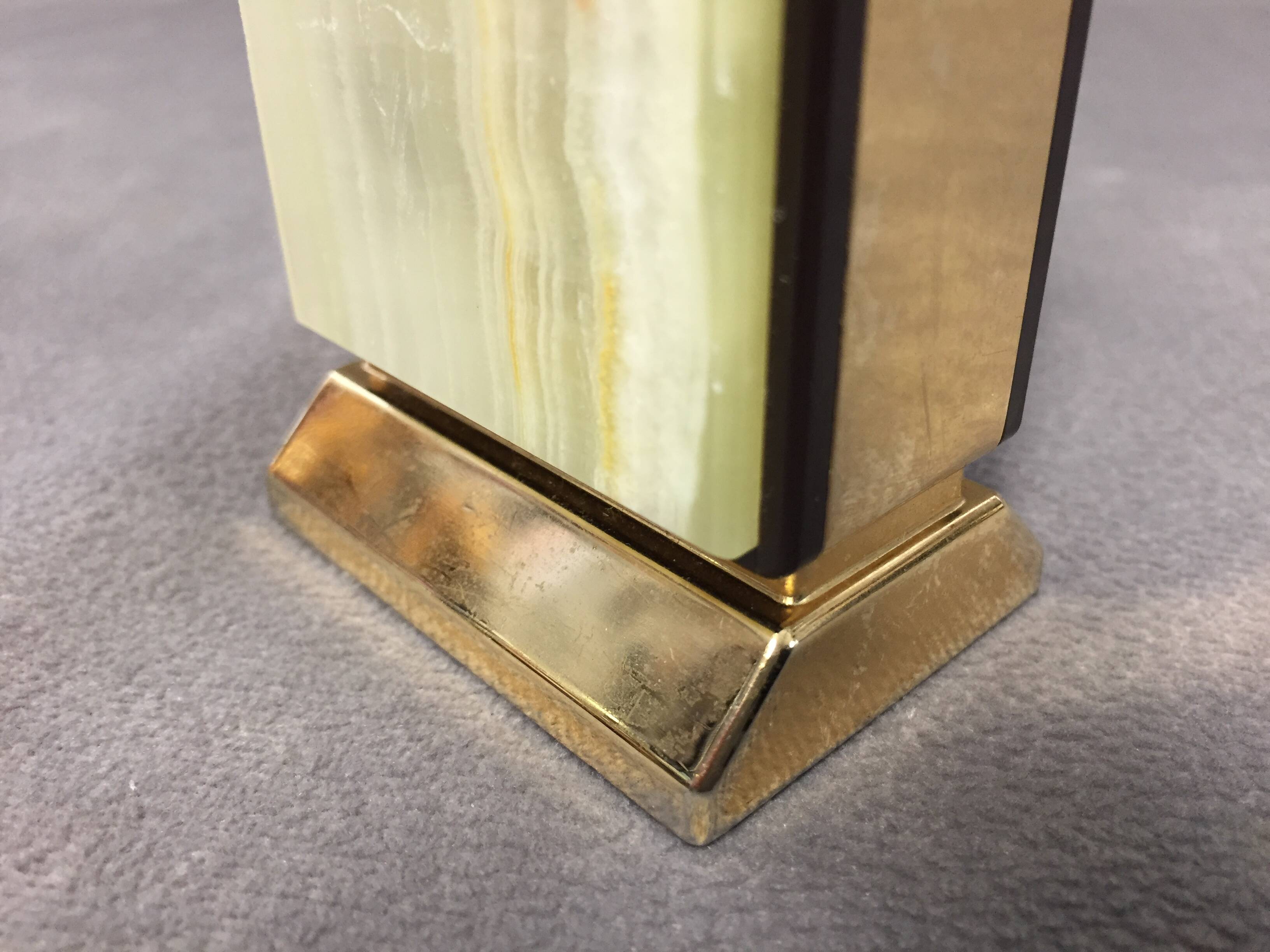 Collector Table Lighter SAROME Vintage Electric Gold Metal & Alabaster Chic