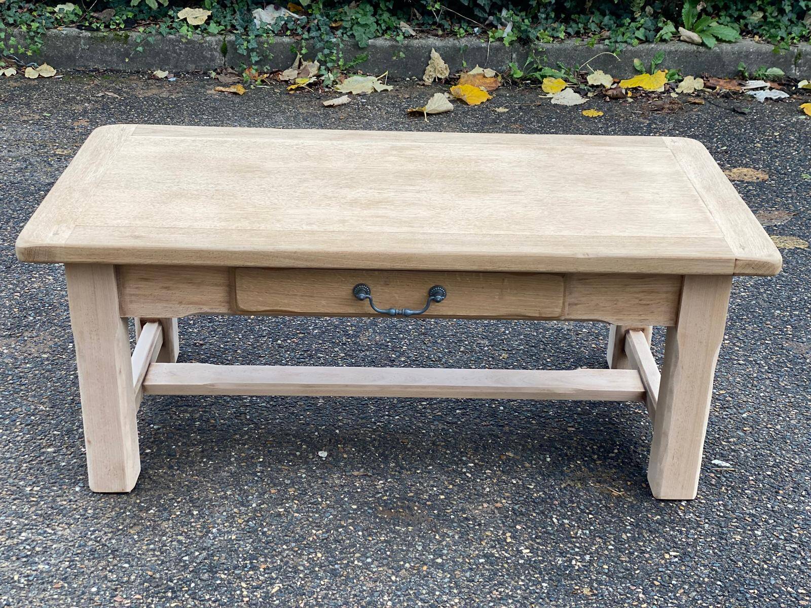 Renovated oak monastery farmhouse coffee table with drawer