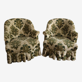 Pair of toad chairs green and cream
