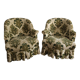 Paire de fauteuils crapaud vert et crème