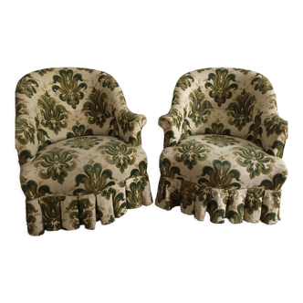 Pair of toad chairs green and cream