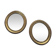 Duo de miroirs ovales et dorés en bois