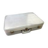 Old white leather case with vintage 70s leather handle