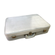 Old white leather case with vintage 70s leather handle