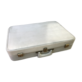 Ancienne valise en cuir blanc avec anse cuir années 70 vintage