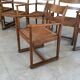 Set of 6 Brutalist dining chairs in Mid-century oak.