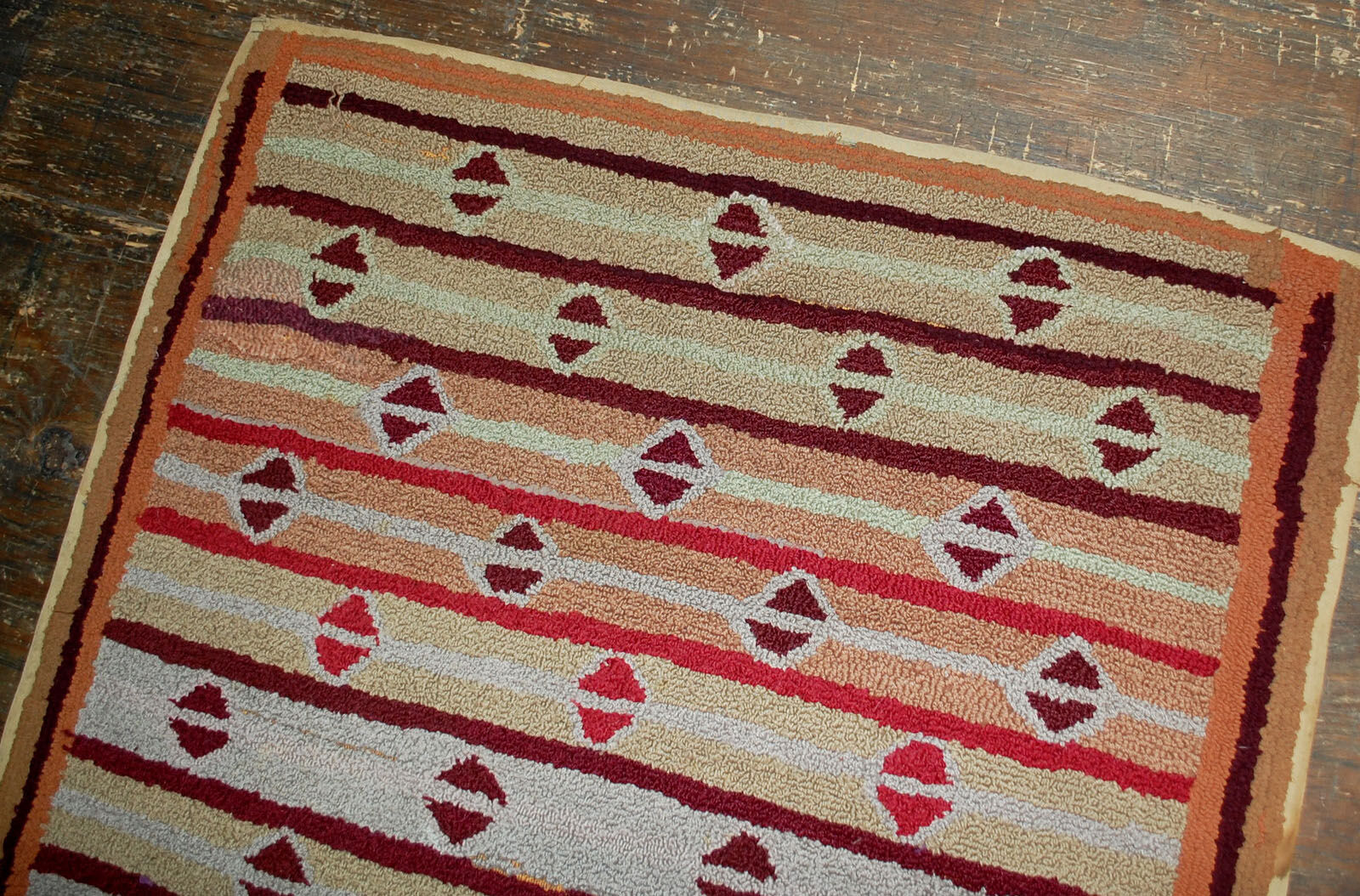 Old American Carpet Hooked handmade 97cm x 161cm 1890s, 1B506