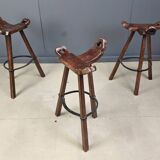 Mid century brutalist bar stools - set of 3, 1960s