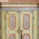European Hand-Painted Wardrobe in Solid Oak circa 1800