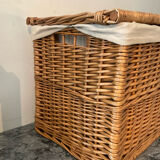 Woven wicker vintage suitcase