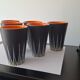 Six Orange and Black Ceramic Vases Vallauris André Baud
