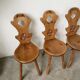 Set of 4 Savoyard pine chairs from the 60s
