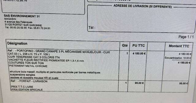 Roche Bobois leather three-seater sofa