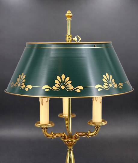 Empire Style Bouillotte Lamp in Gilded Bronze with Three Lights "Lucien Gau"