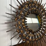Brutalist round wrought iron mirror from the 60s/70s