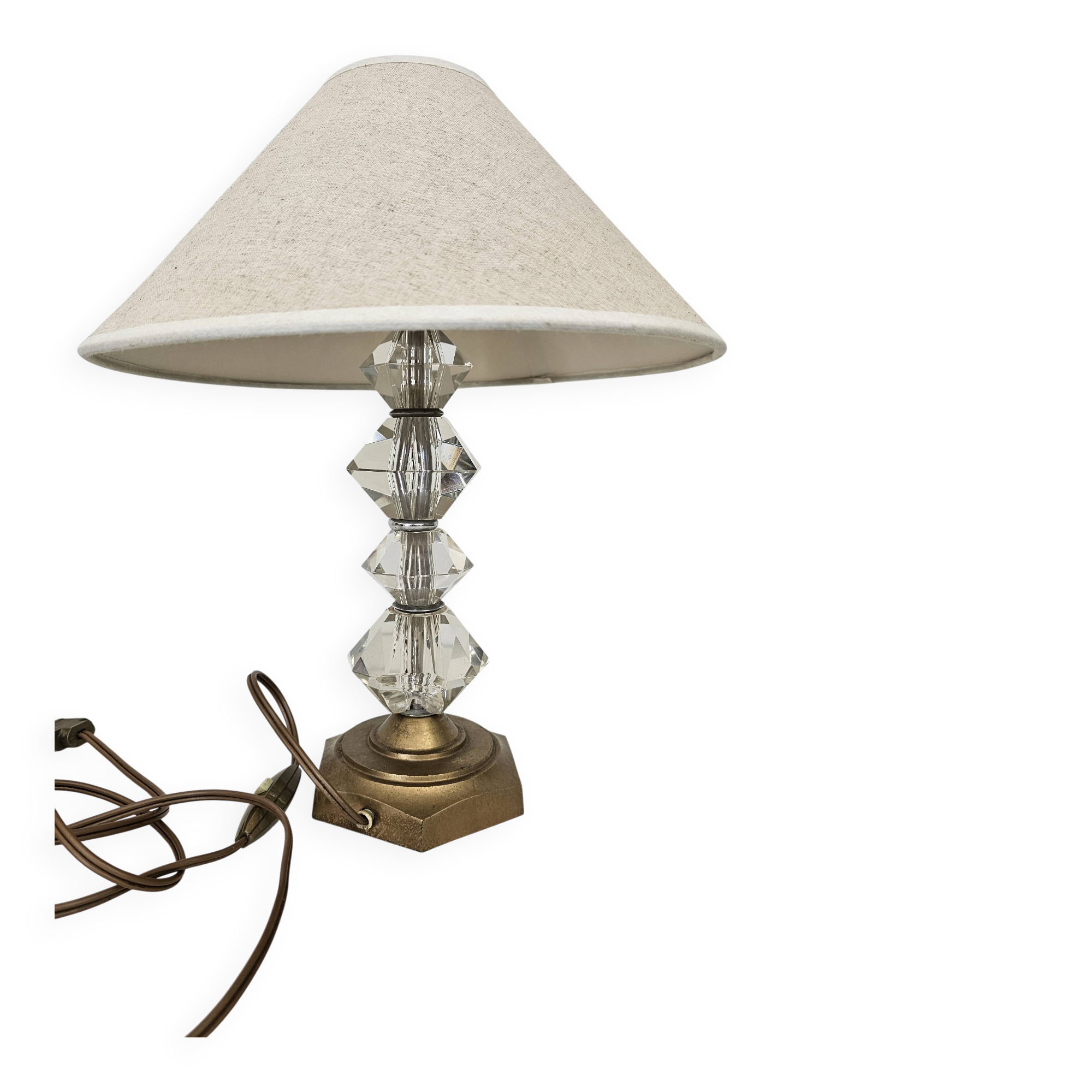 Art Deco Table Lamp - Brass Base Glass