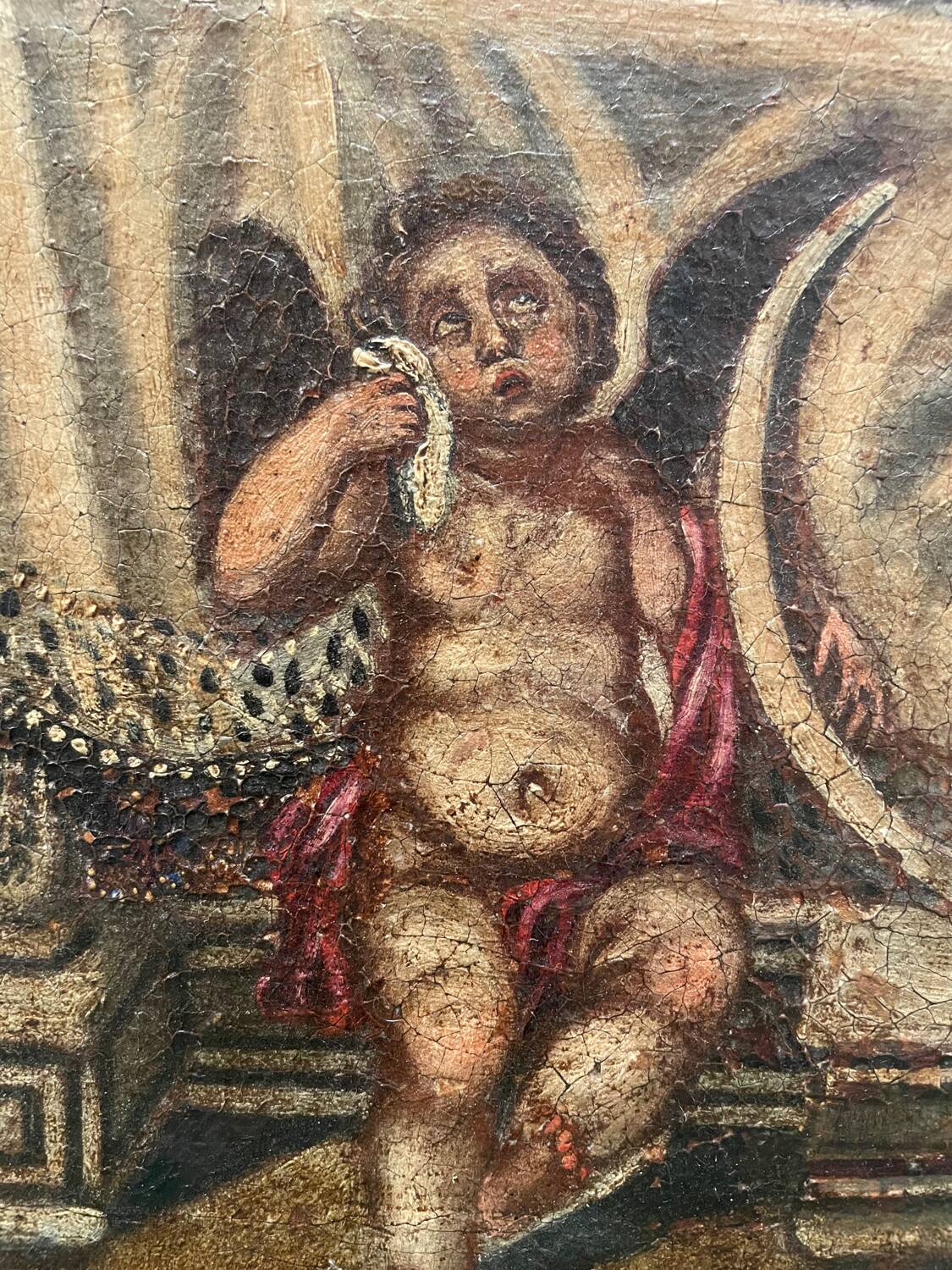 Ancient painting Pieta or Virgin of the Angustias of Granada 17th century